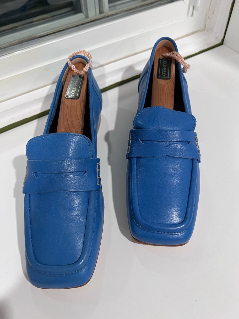 Venezia Cobalt Blue All Leather Penny Loafers Made in Italy Vero Cuoio 37 6.5-7 - Picture 3 of 9